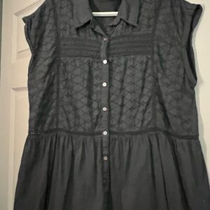 Cato Charcoal Lace Cap Sleeve Blouse